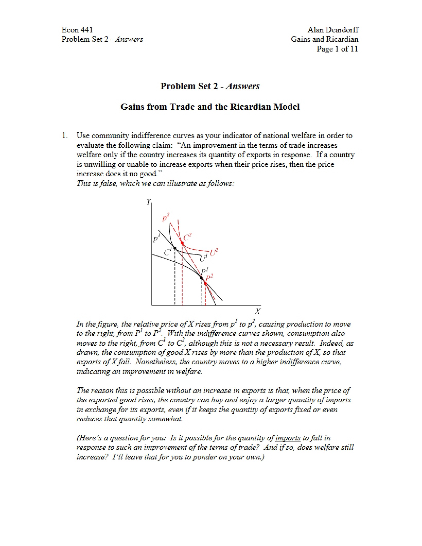 Ricardian Model and Trade Gains