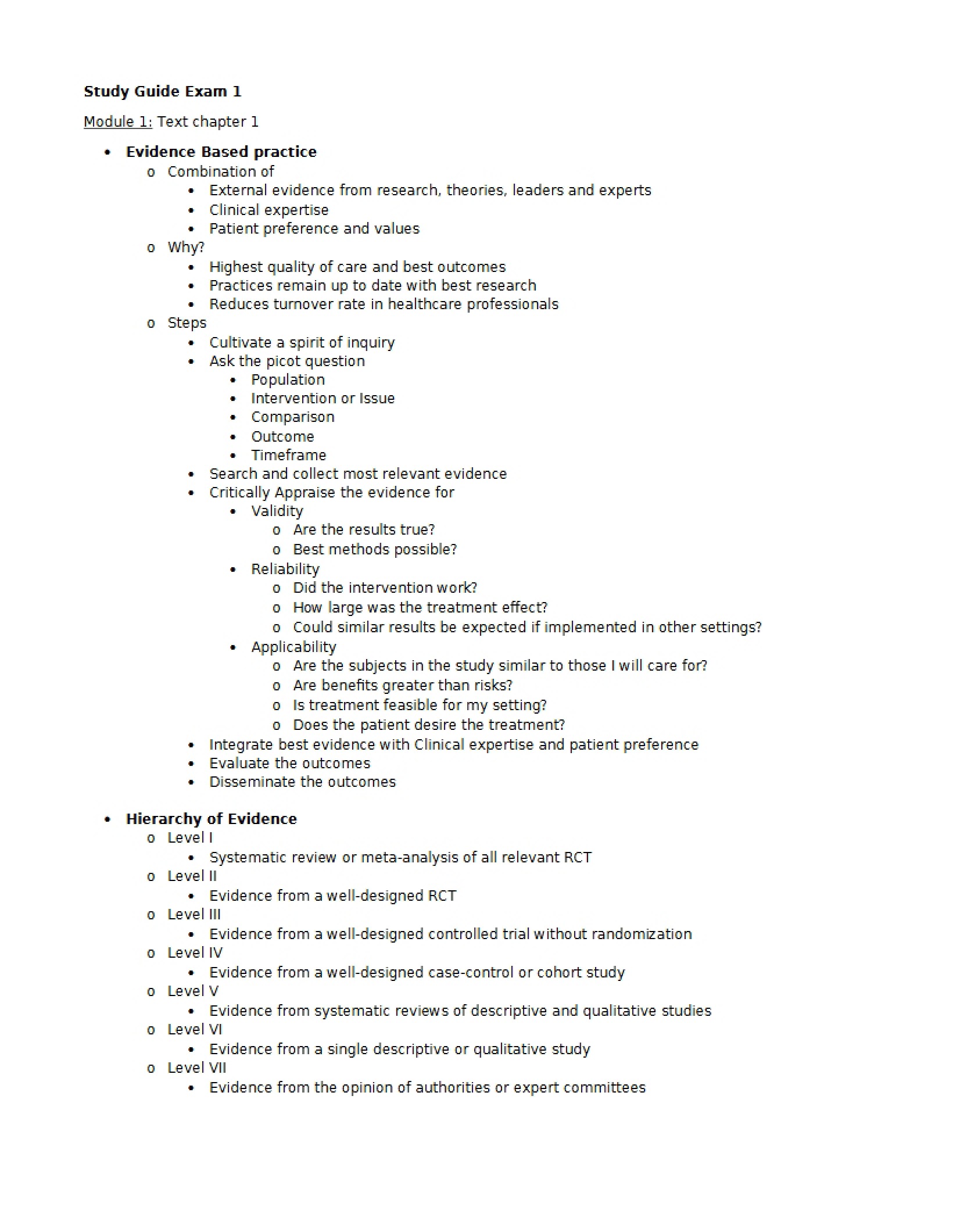 Test One Study Guide