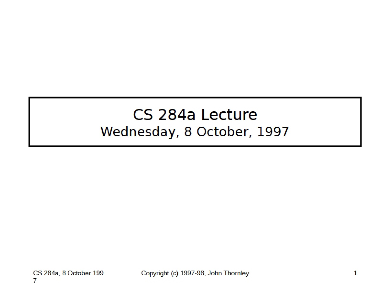 CS 284A Course Notes