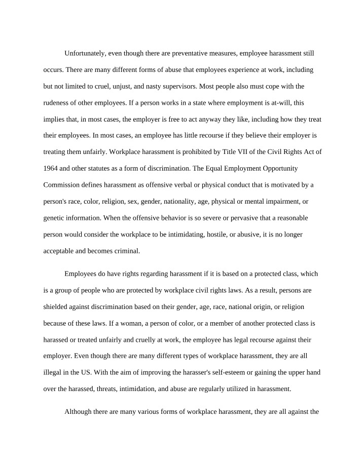 Workplace Harassment - Forms, Rights, and Legal Protections
