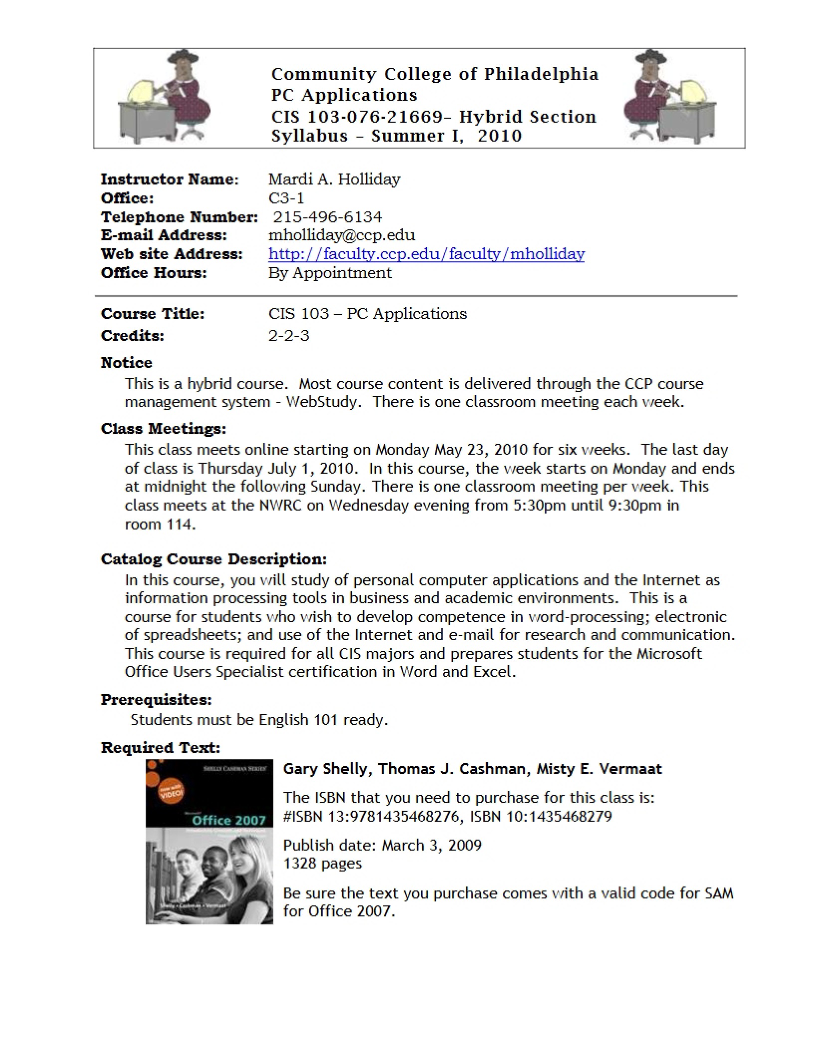 Syllabus for CIS 103