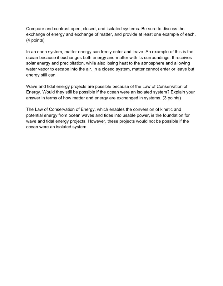 Open, Closed, and Isolated Systems - Energy Conservation