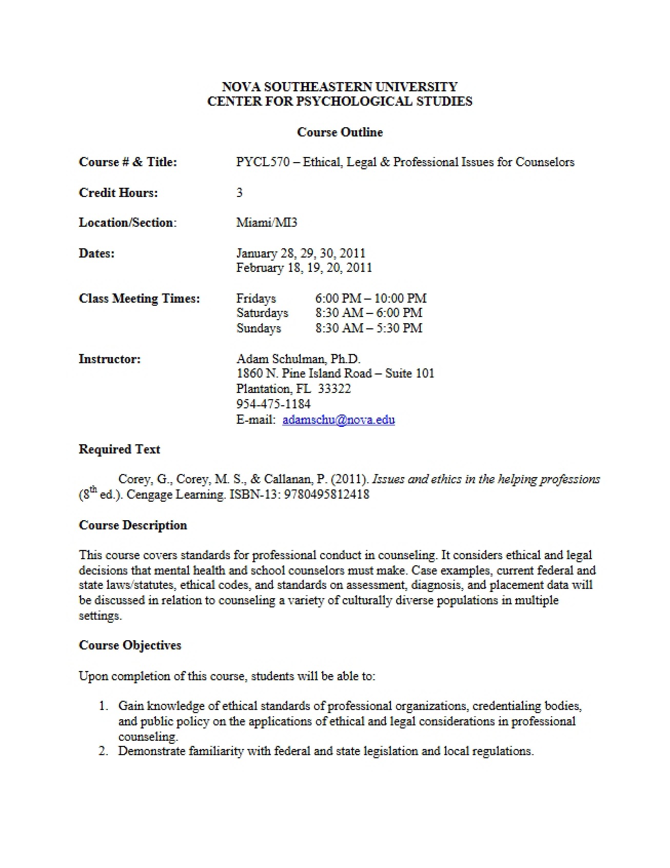 Ethical and Legal Issues Outline