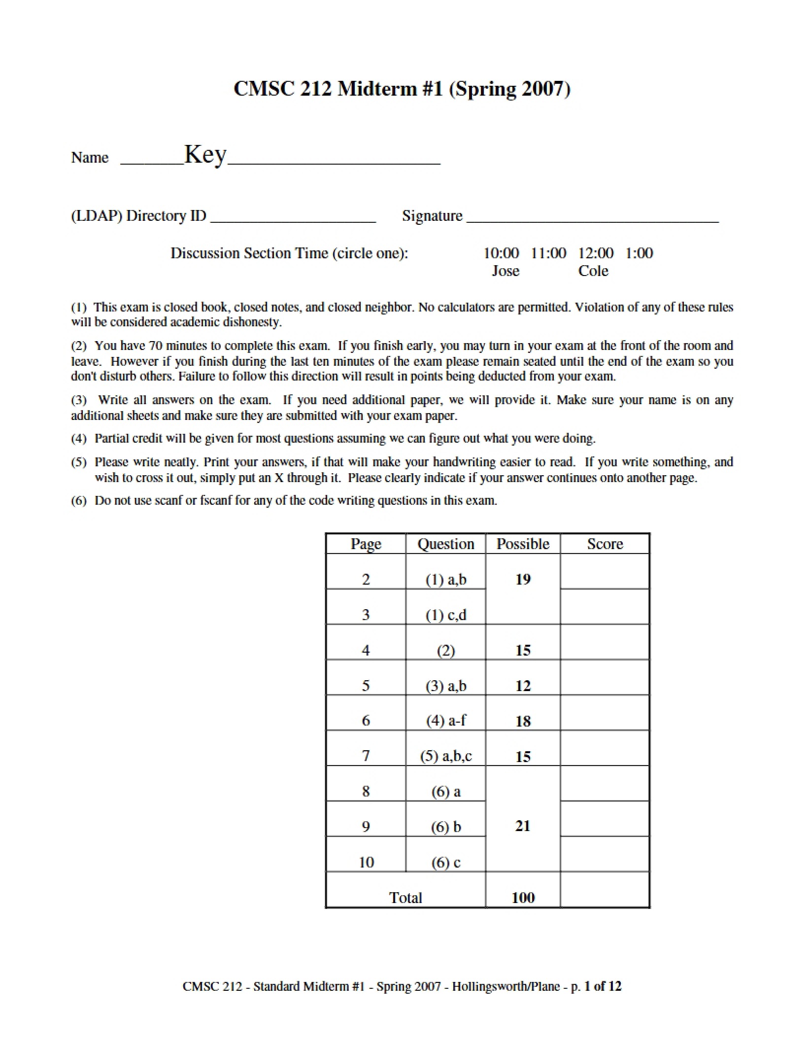 Midterm One Assessment