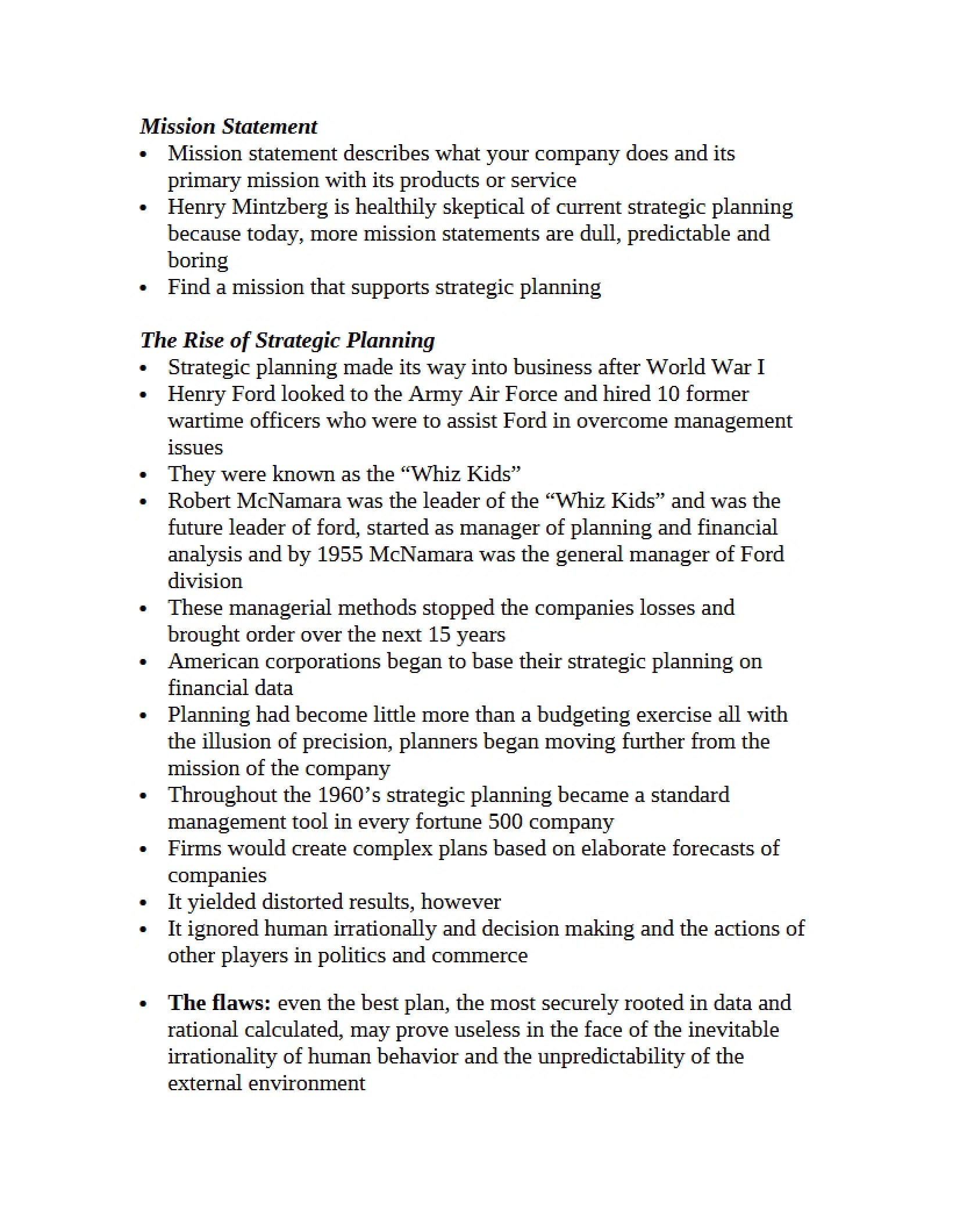 Strategic Planning Emergence