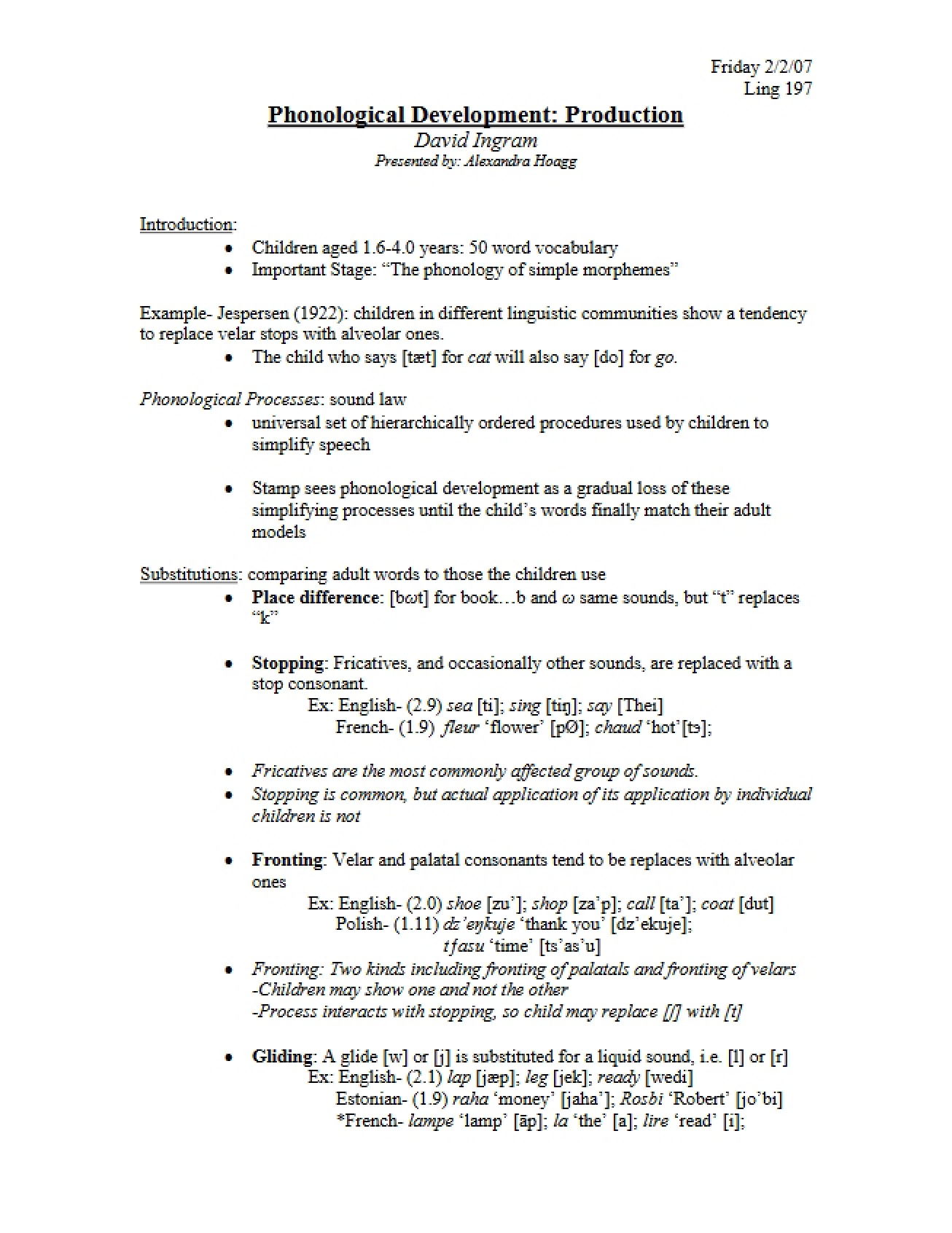 Production in Phonological Development