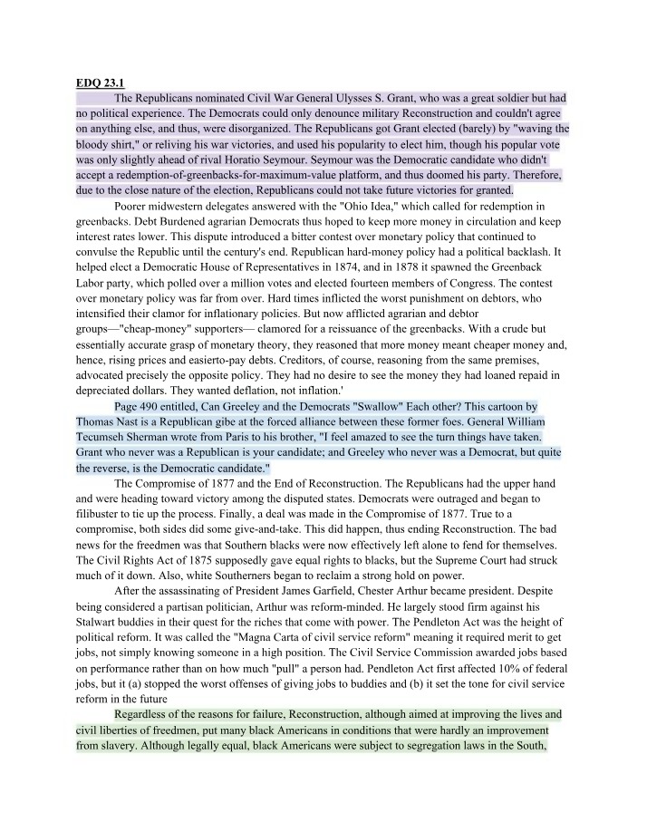 Political Battles - Reconstruction and the 1877 Compromise