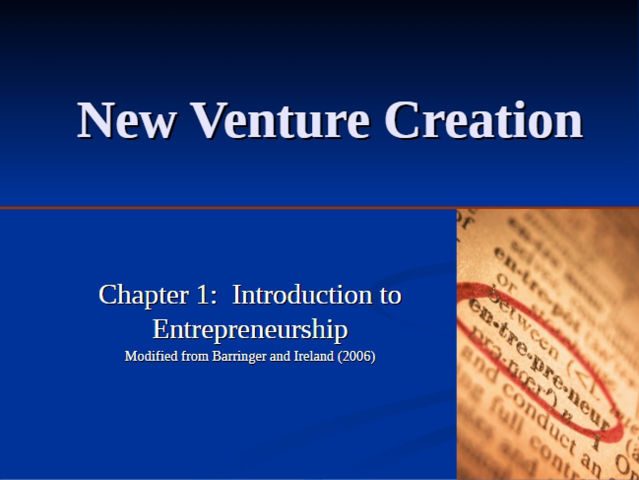 Processes for New Venture Creation