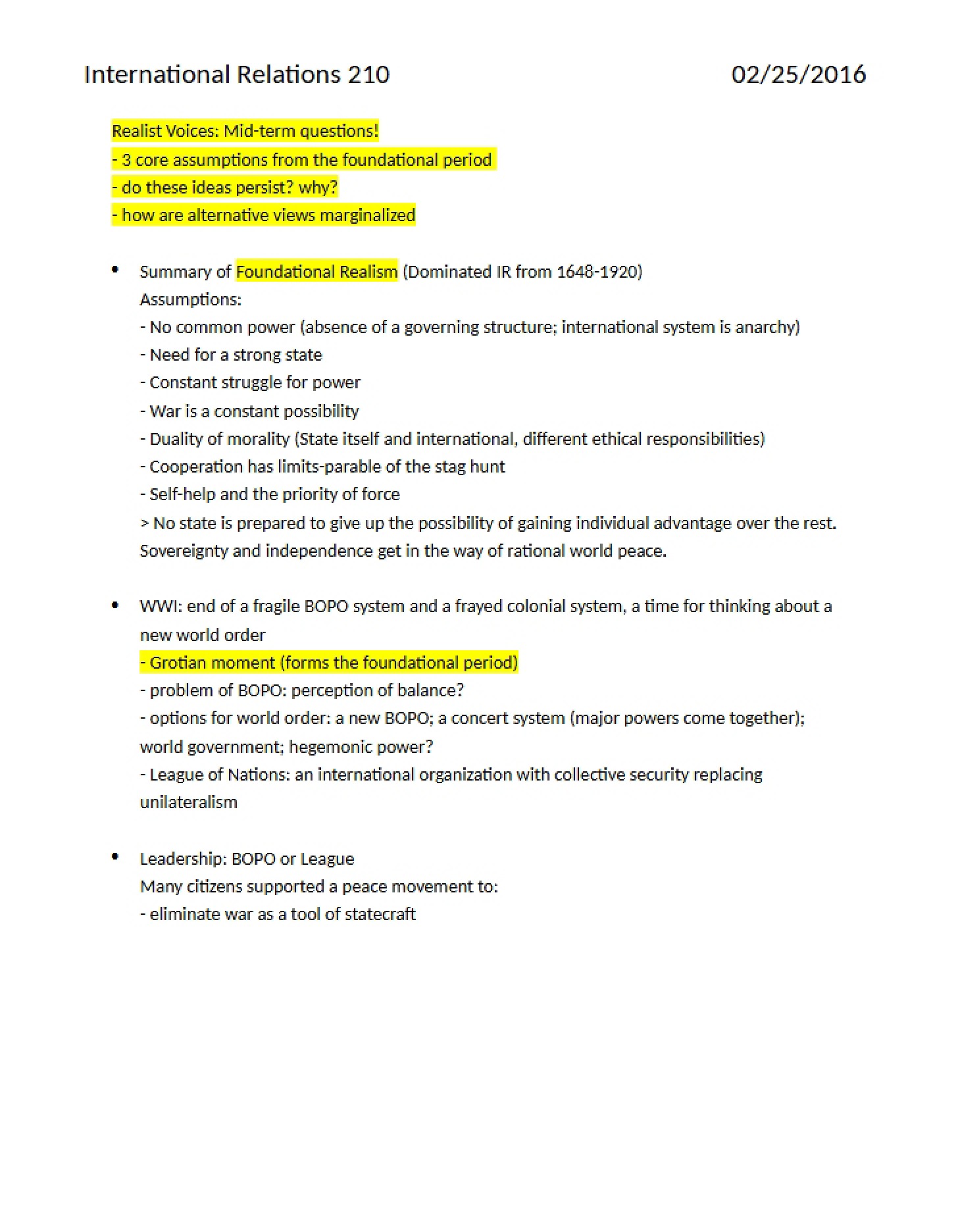 Ninth Session Notes