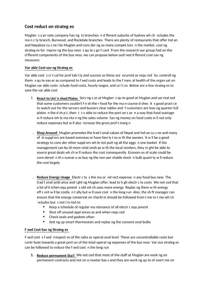 Strategies for Cost Reduction in Muglan