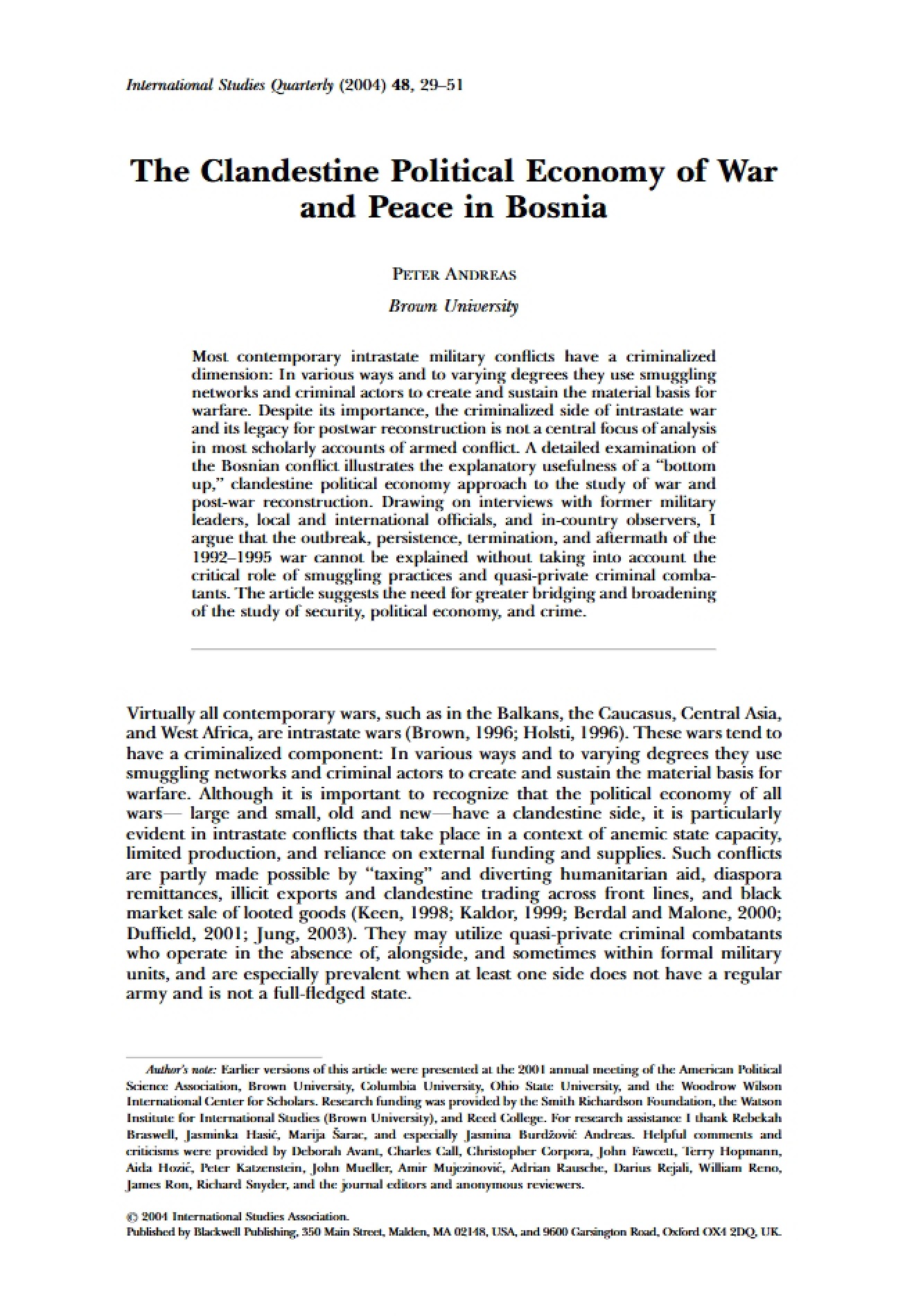 Clandestine Political Economy
