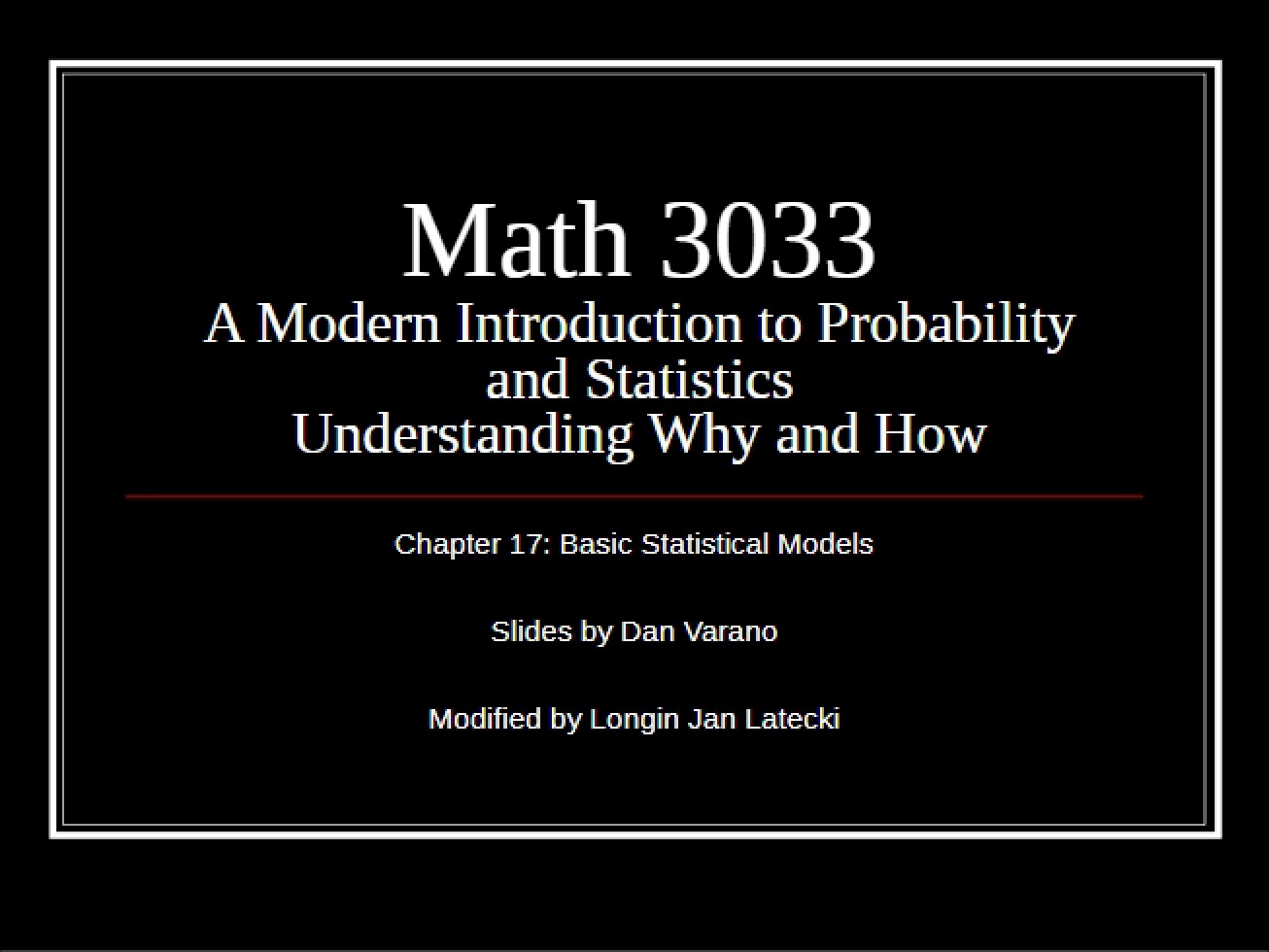 Introduction to Basic Statistical Models