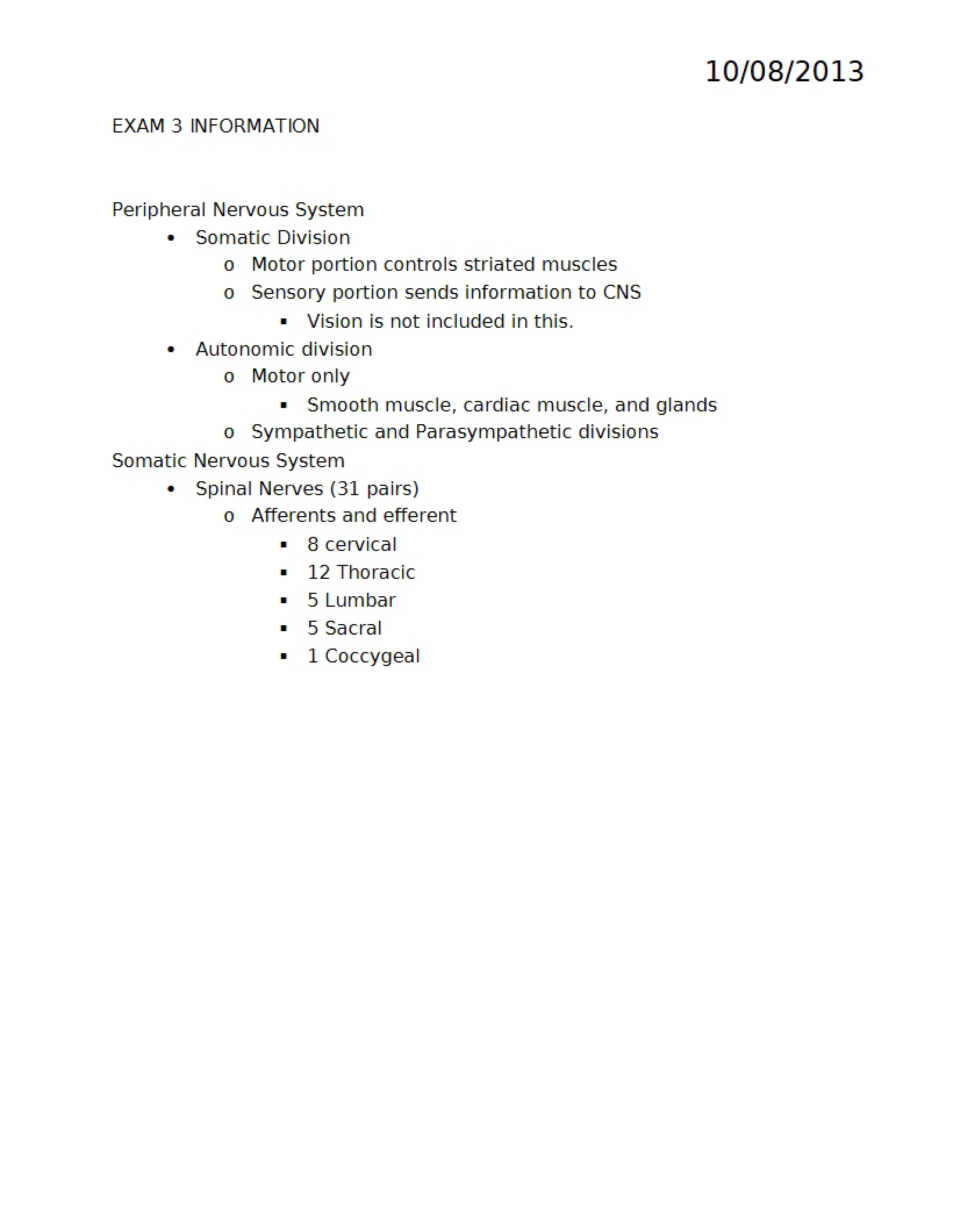 Information for Exam 3