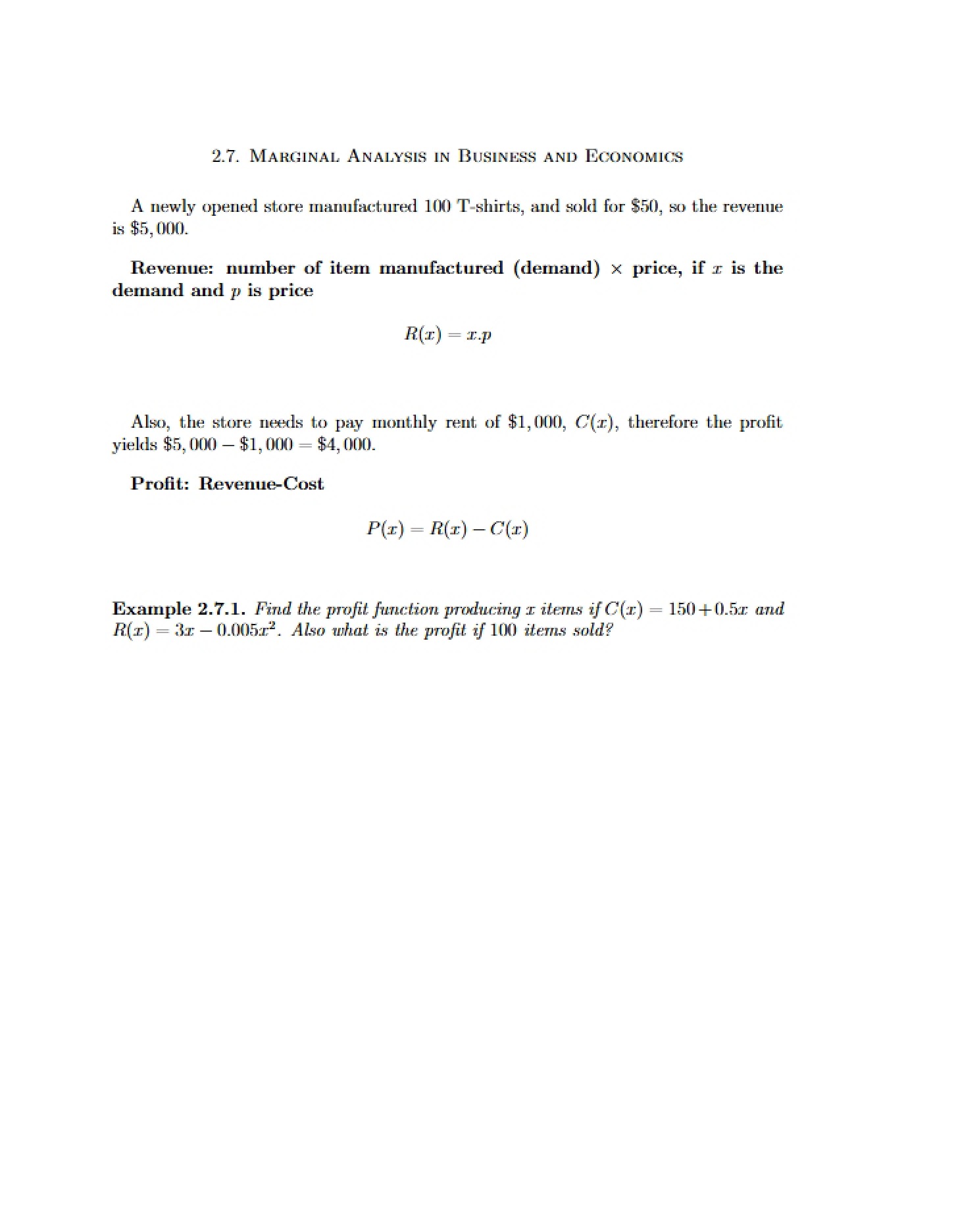 Business and Economics Marginal Analysis