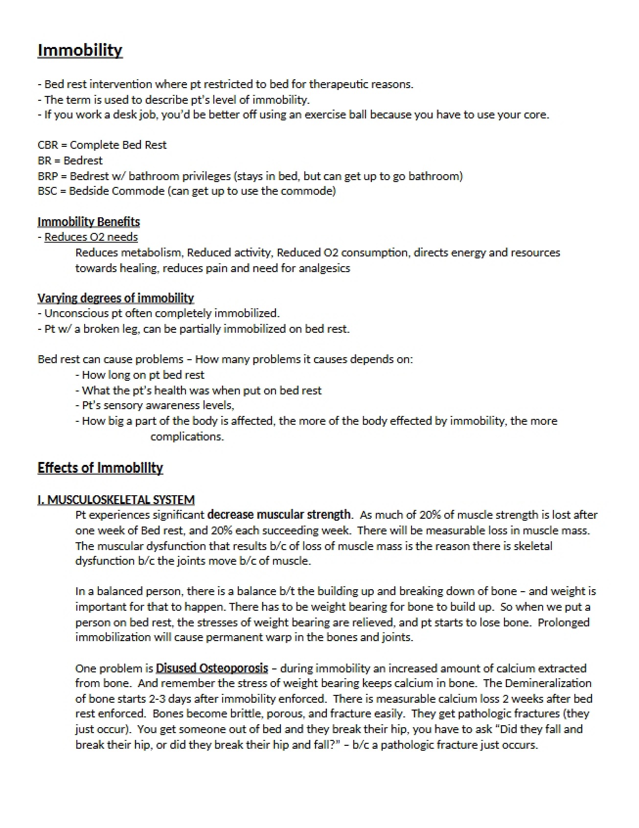 Patient Immobility