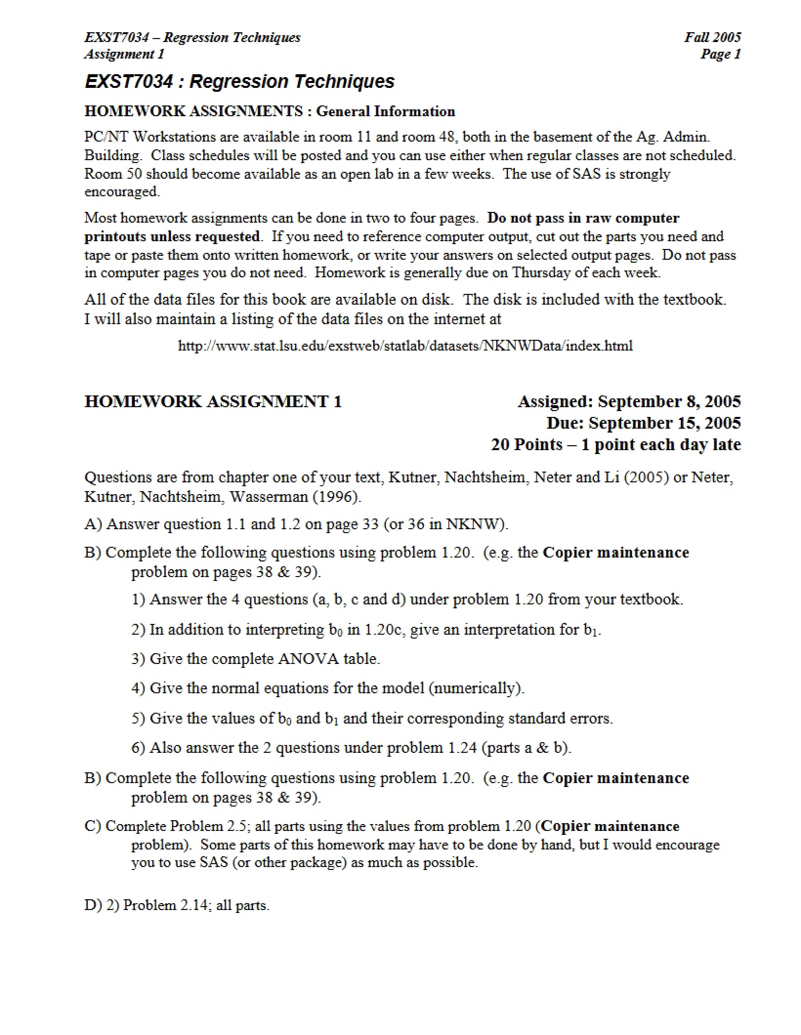 Assignment 1 (Regression)