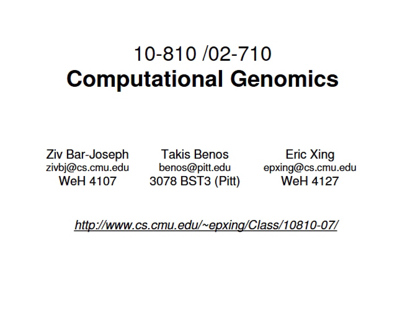 Introduction to Computational Genomics