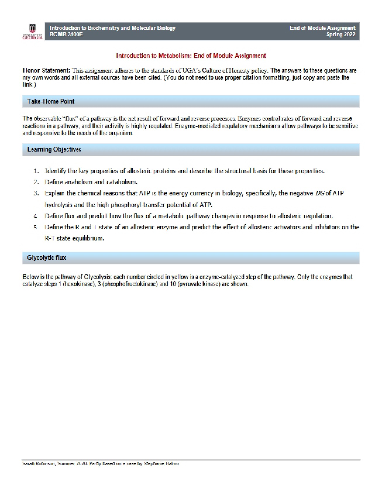 Module 3 Introduction to Metabolism Module Assignment