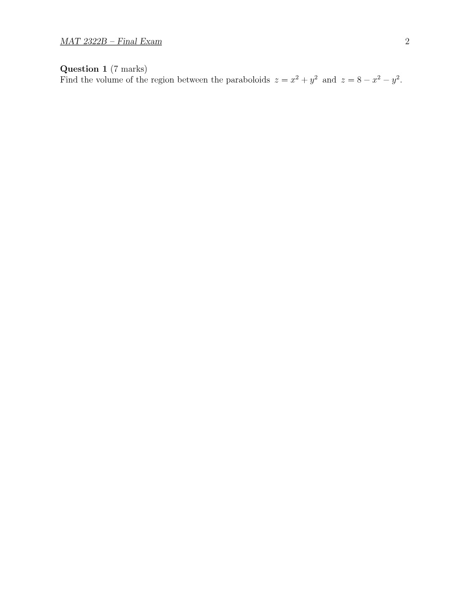 MAT 2322B Final Exam Paper