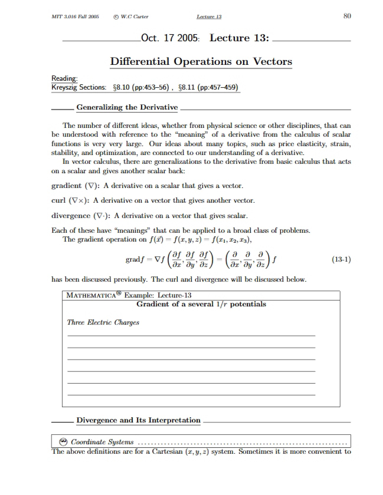 Vector Differential Operations