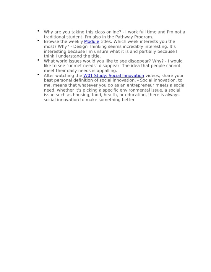 Social Innovation Study - W01