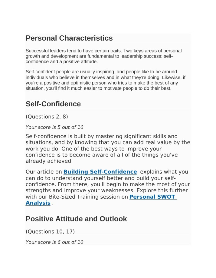 Assessment of Leadership Skills