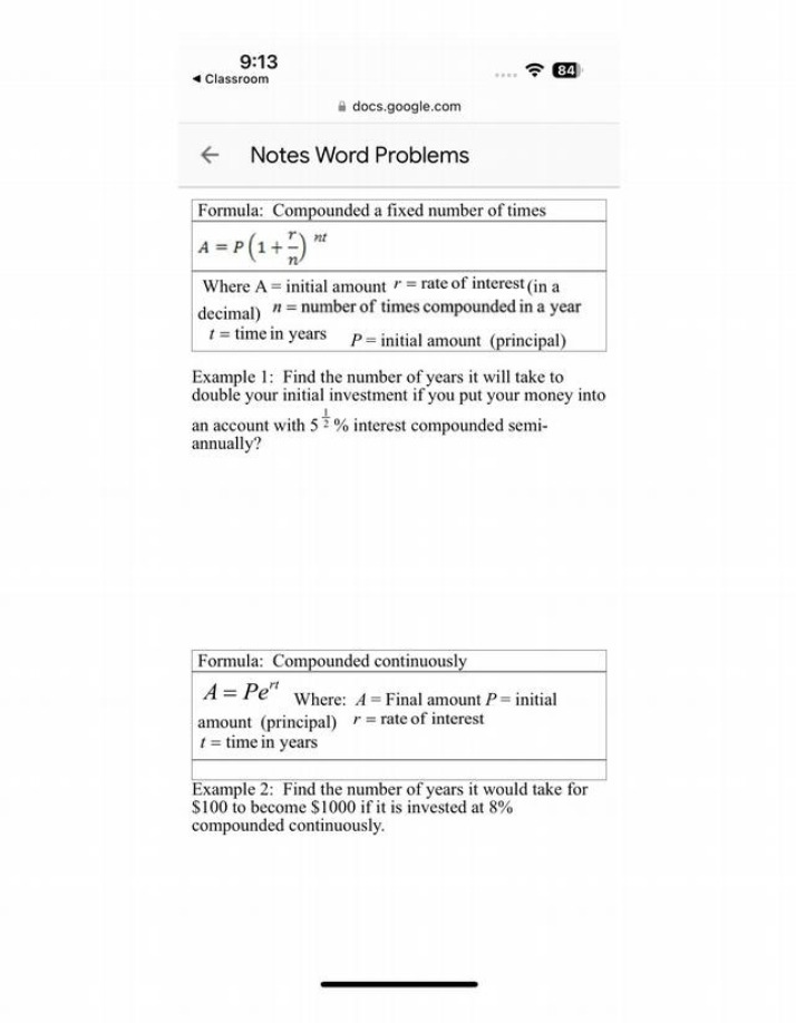 Notes on Word Problems Set B