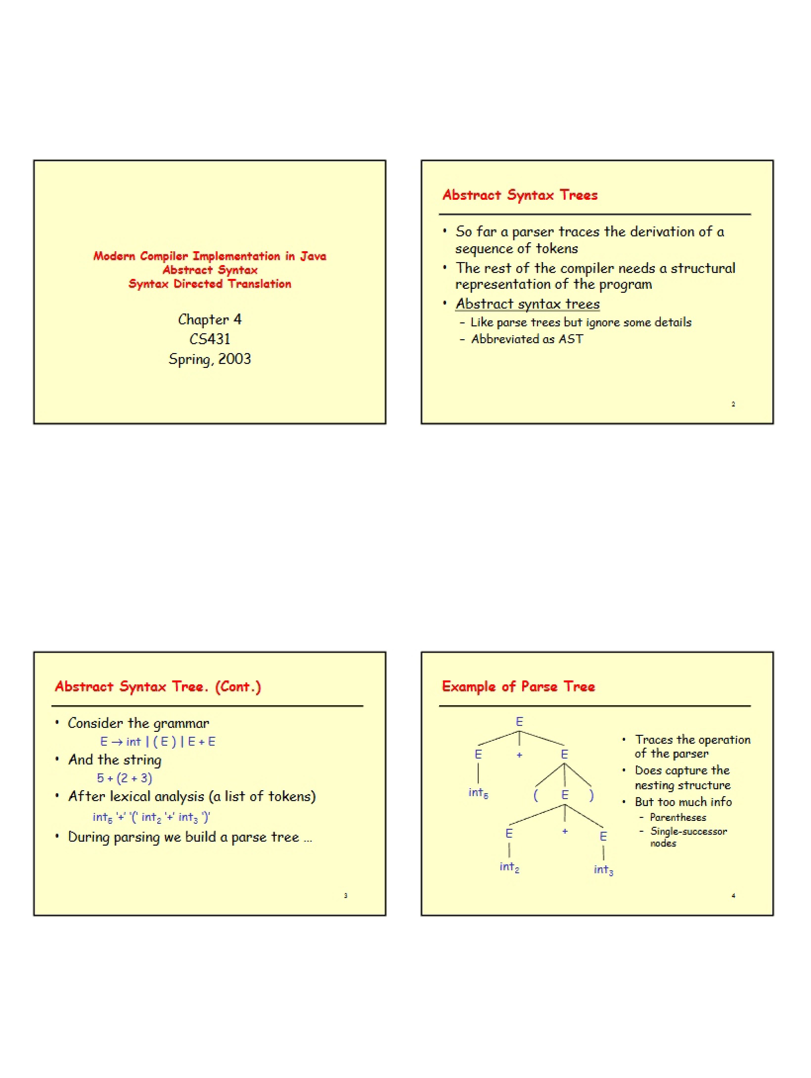 Java Implementation of Modern Compilers - CMSC 431