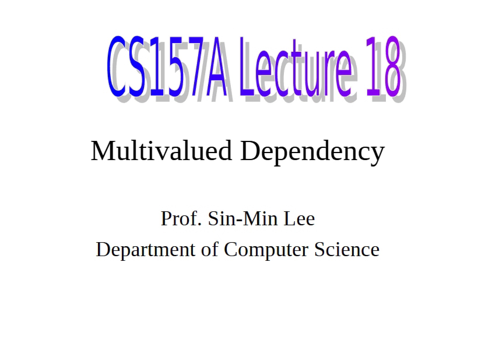 Concept of Multivalued Dependency