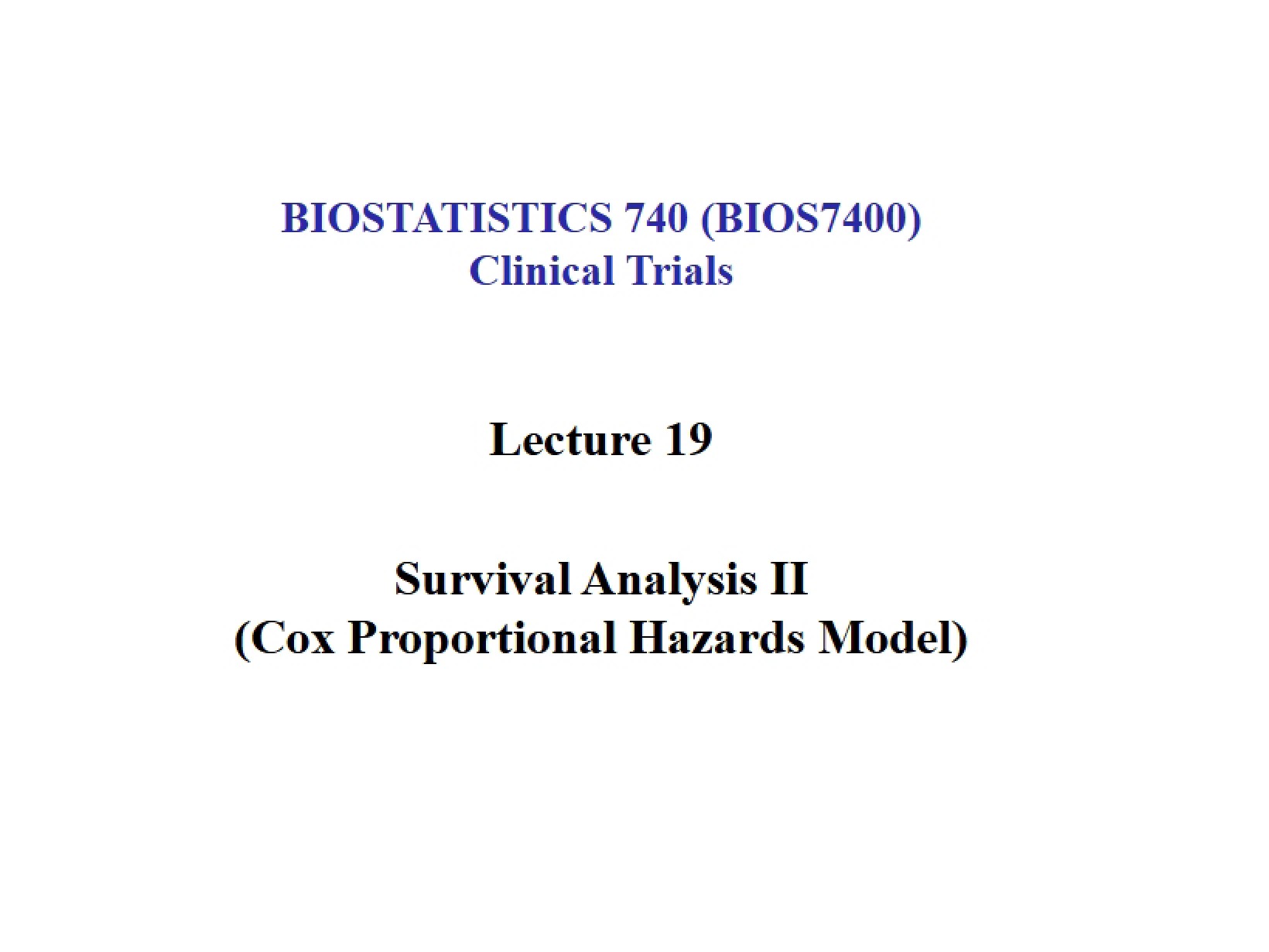 Survival Analysis Part II