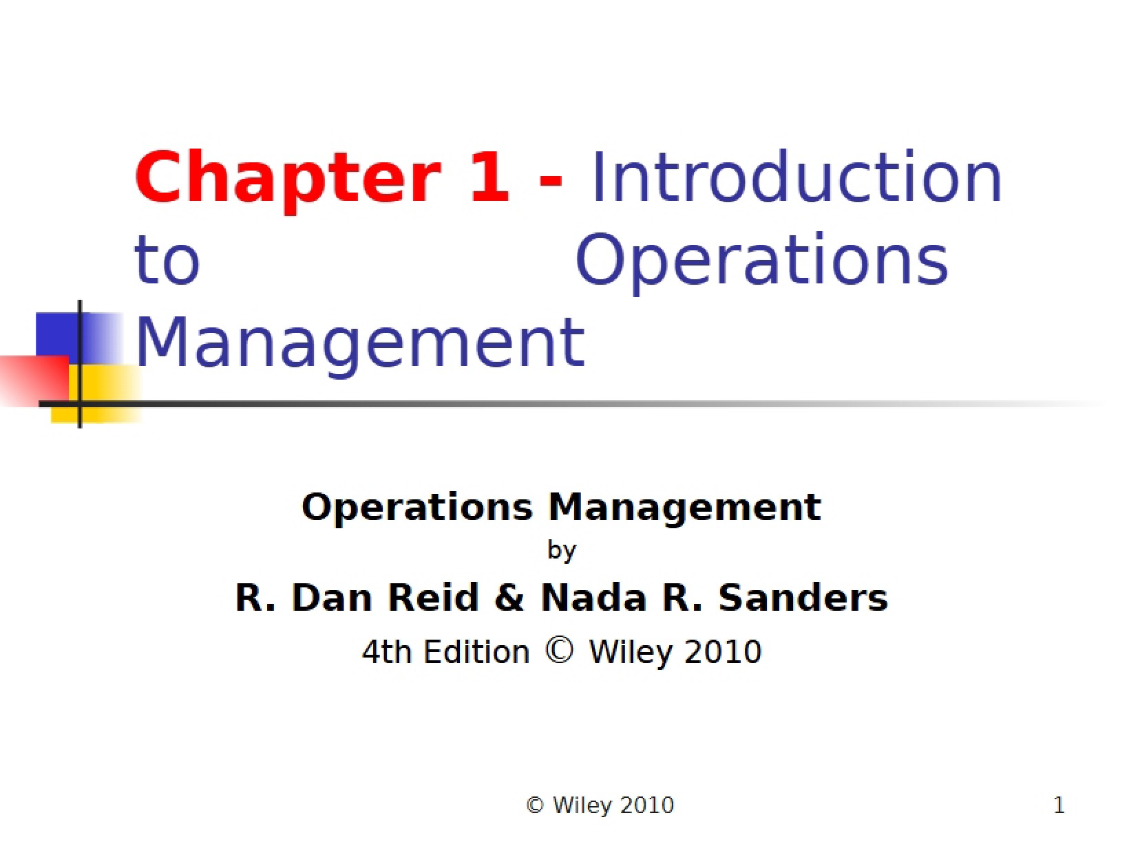 Operations Management Introduction