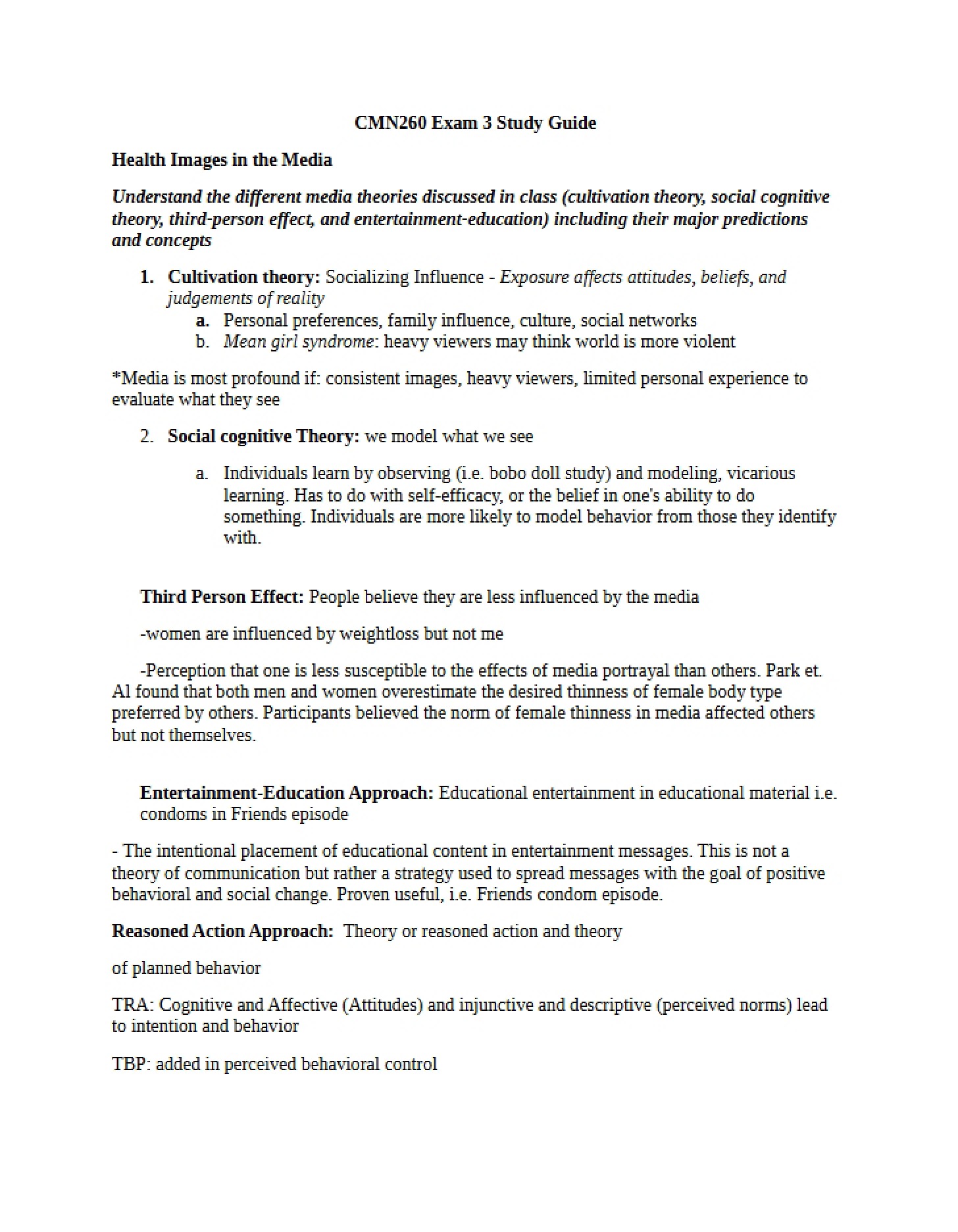 Study Guide for Exam Three