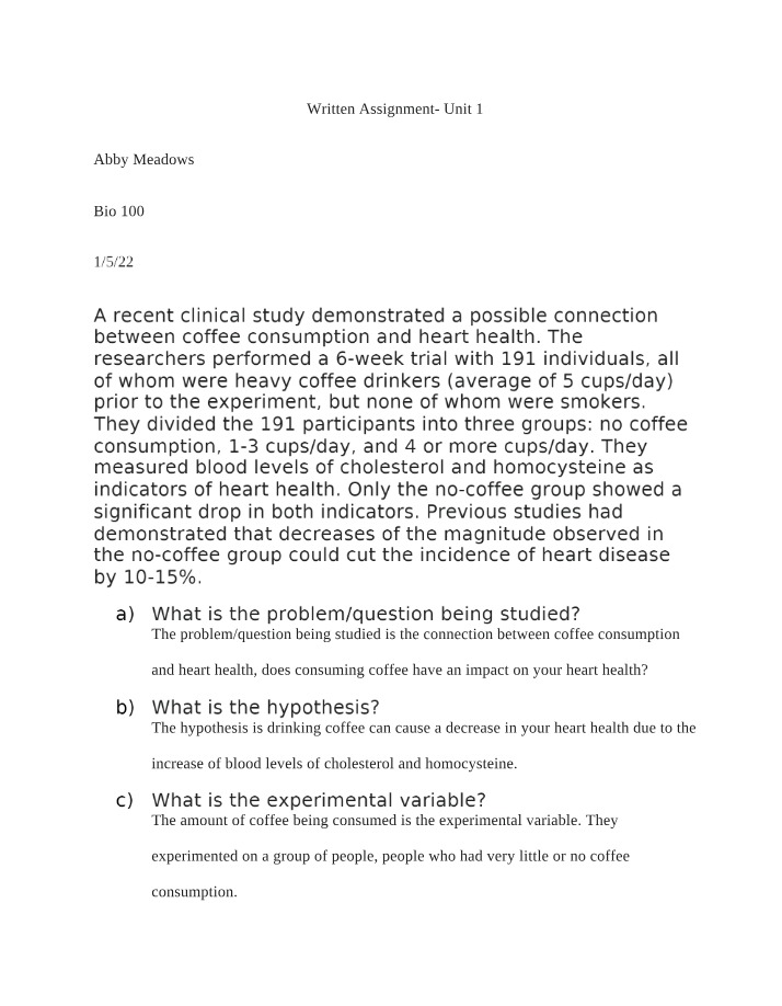 Unit 1 Written Assignment