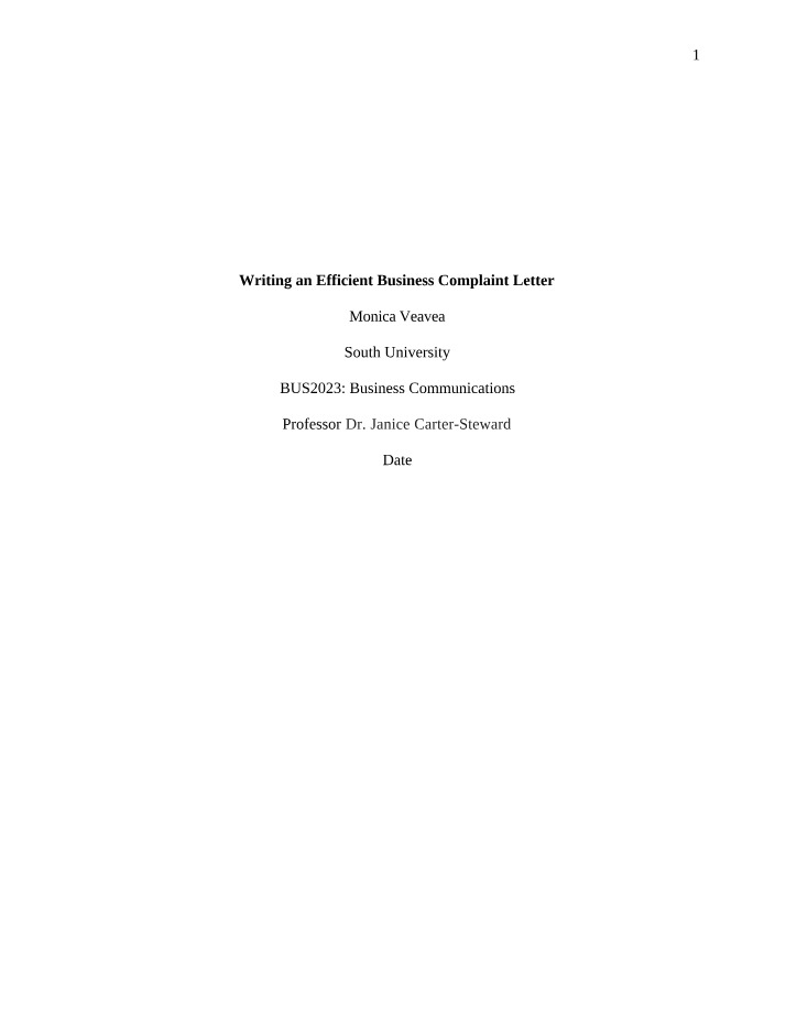 Writing and Resolving Business Complaint Letters