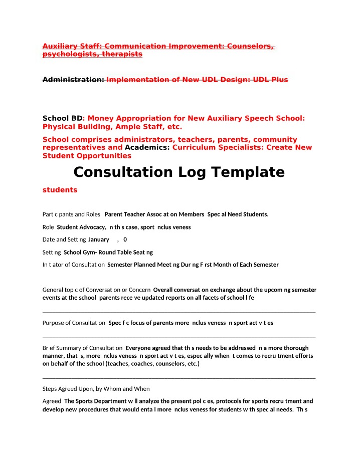 Consultations Assignment for Education 3033