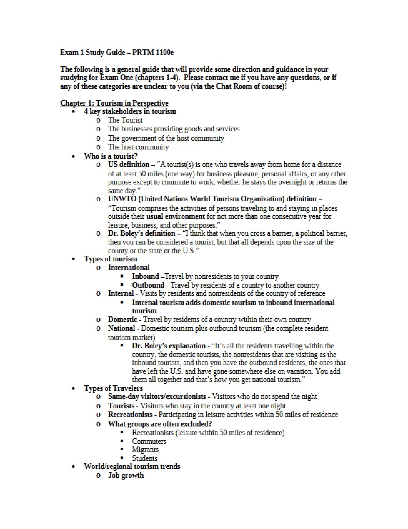 First Exam Study Guide