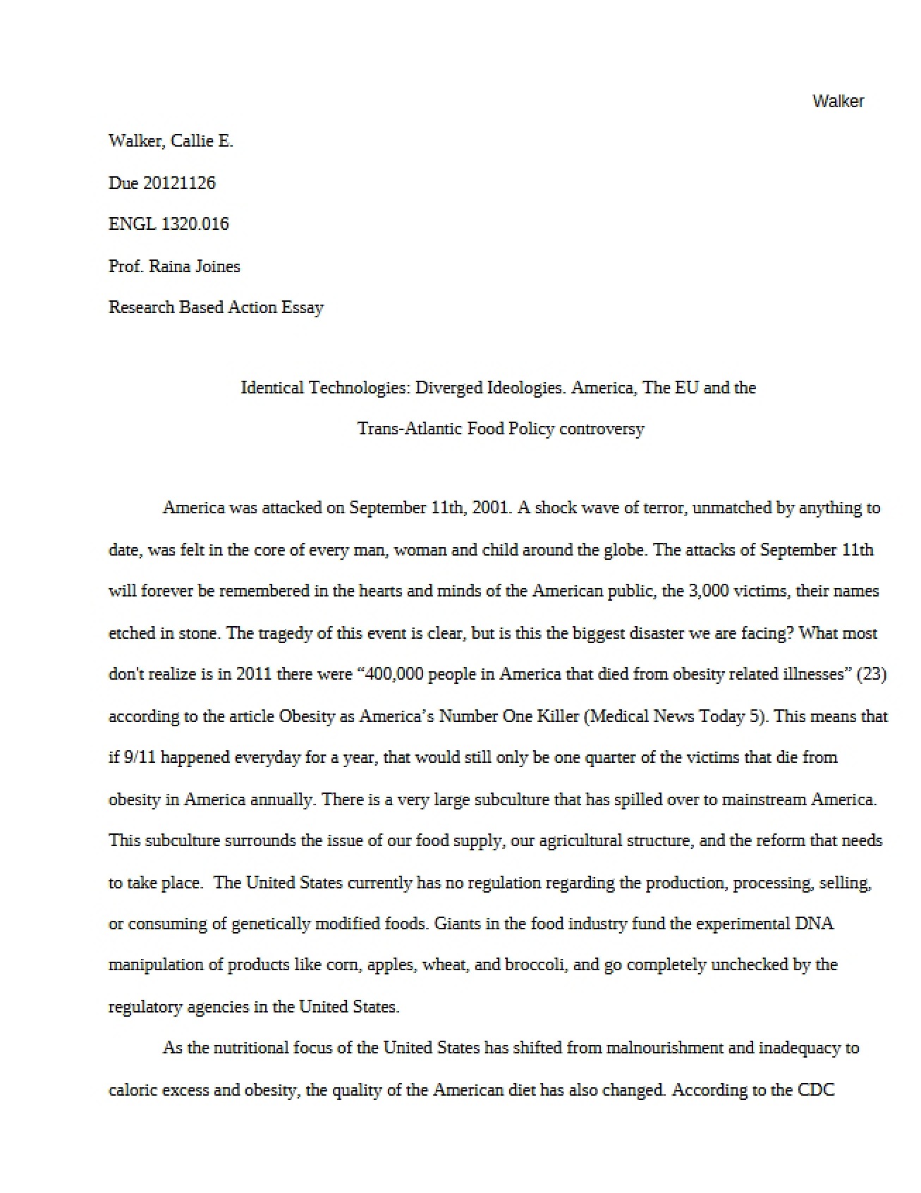 Action Essay Based on Research