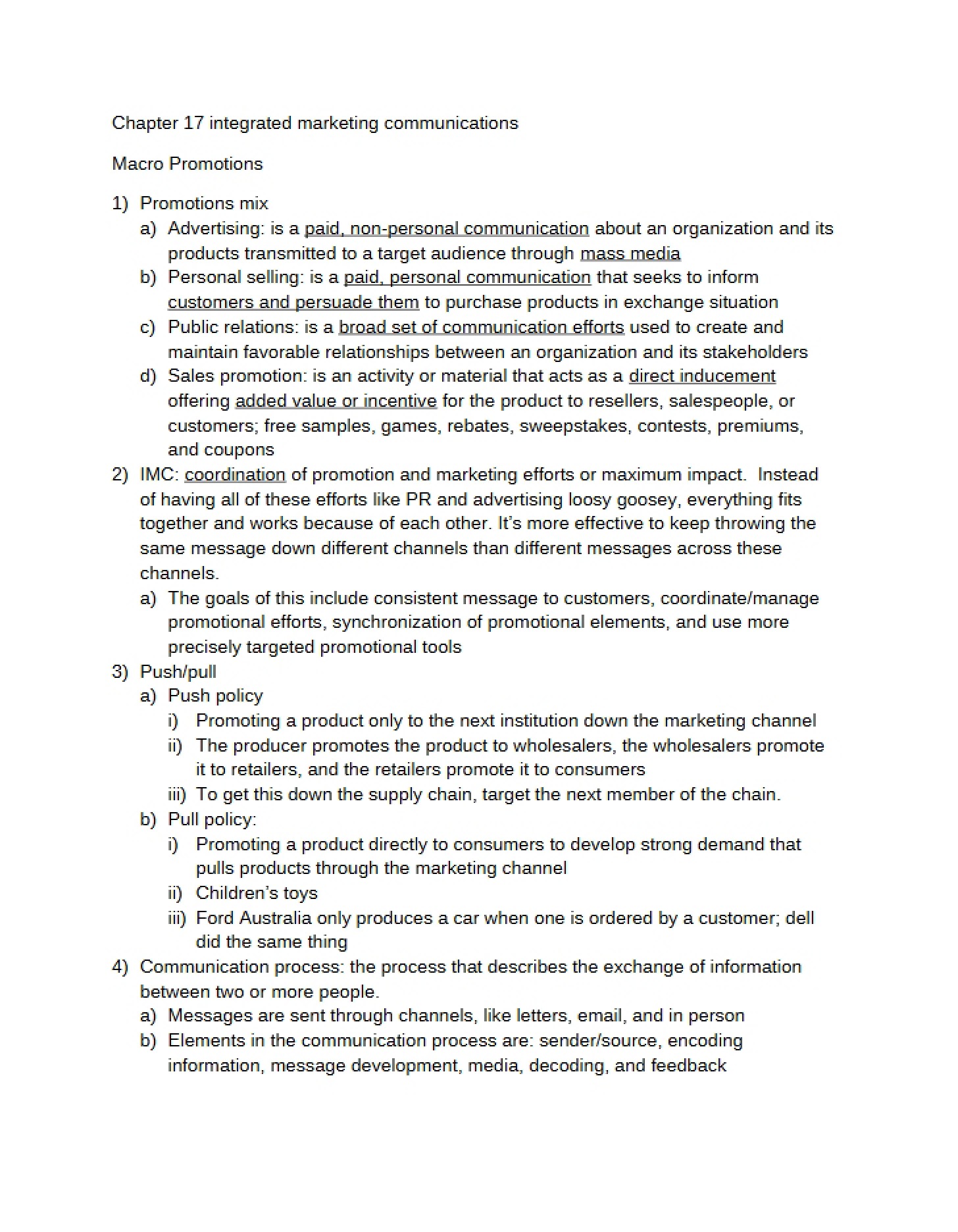 Integrated Marketing Communications (Chapter 17)