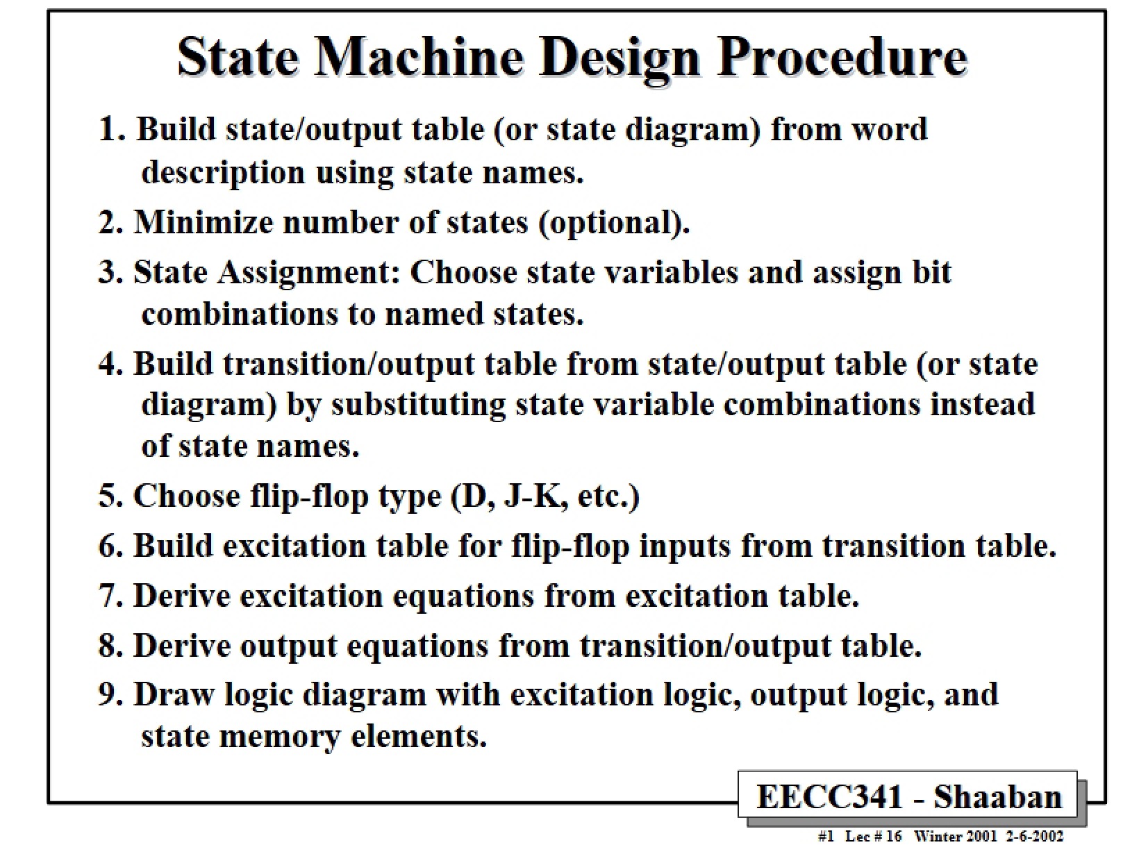 Procedure for State Machine Design
