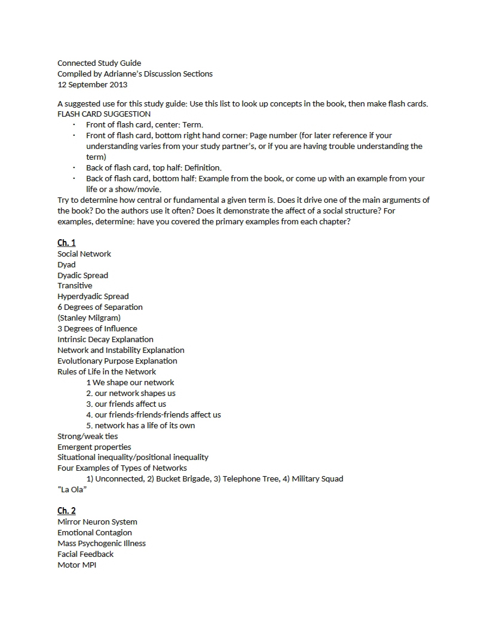 Study Guide Connected