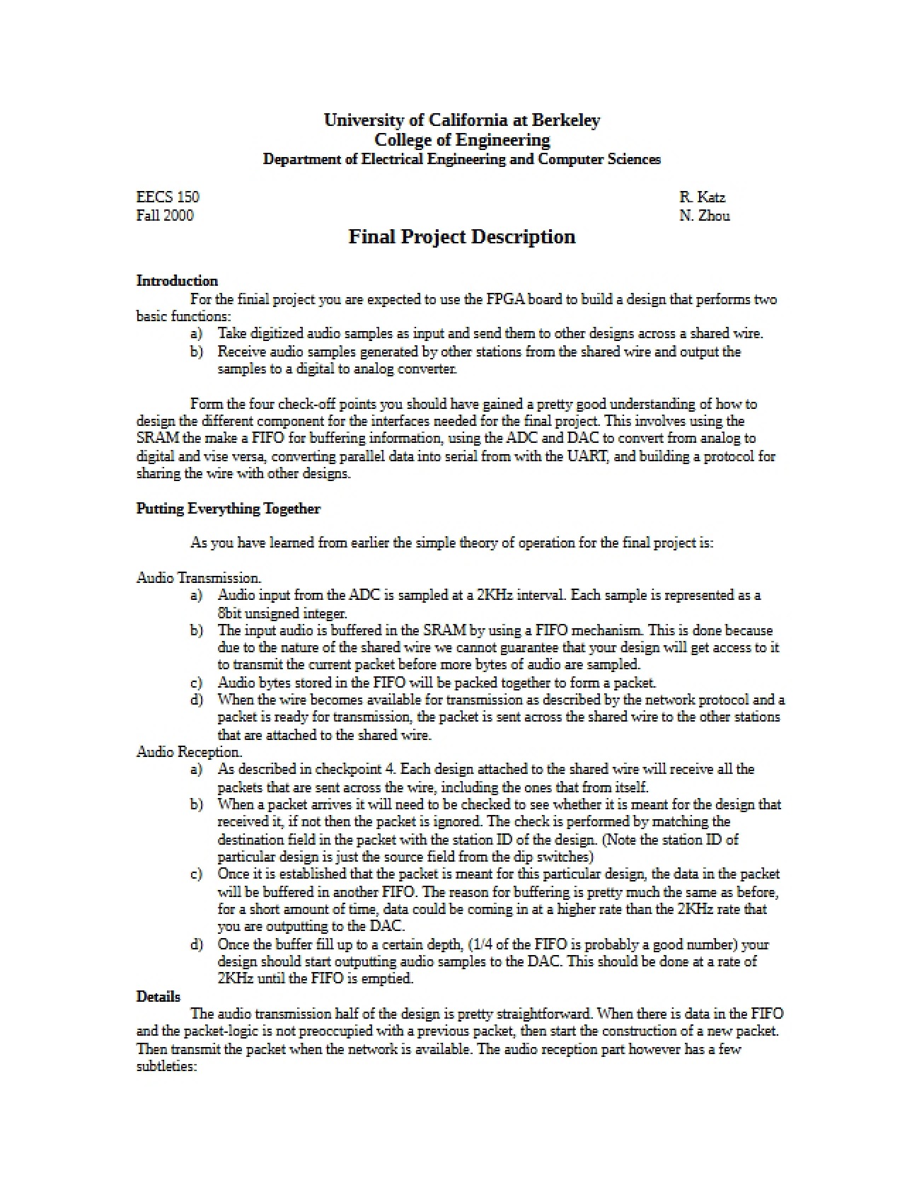 Report Format and Grading Criteria for Final Project