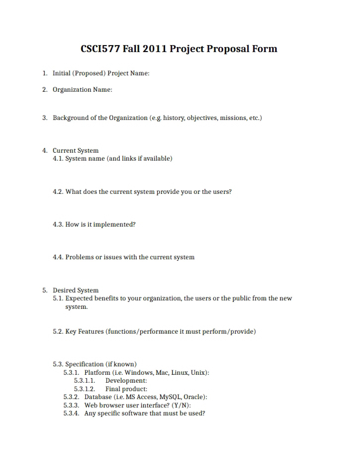 Proposal for Client Project