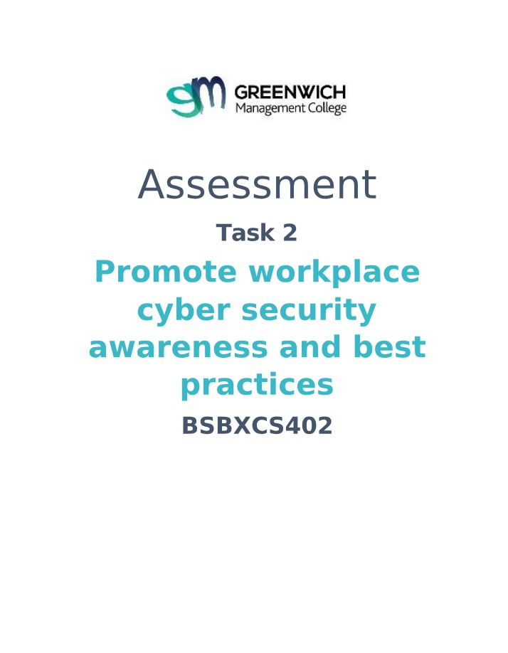Assessment Task 2 for BSBXCS402