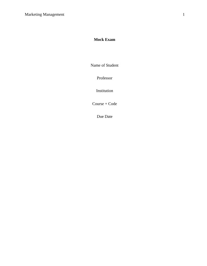 MKT7113 - Mock Exam 3 & 4