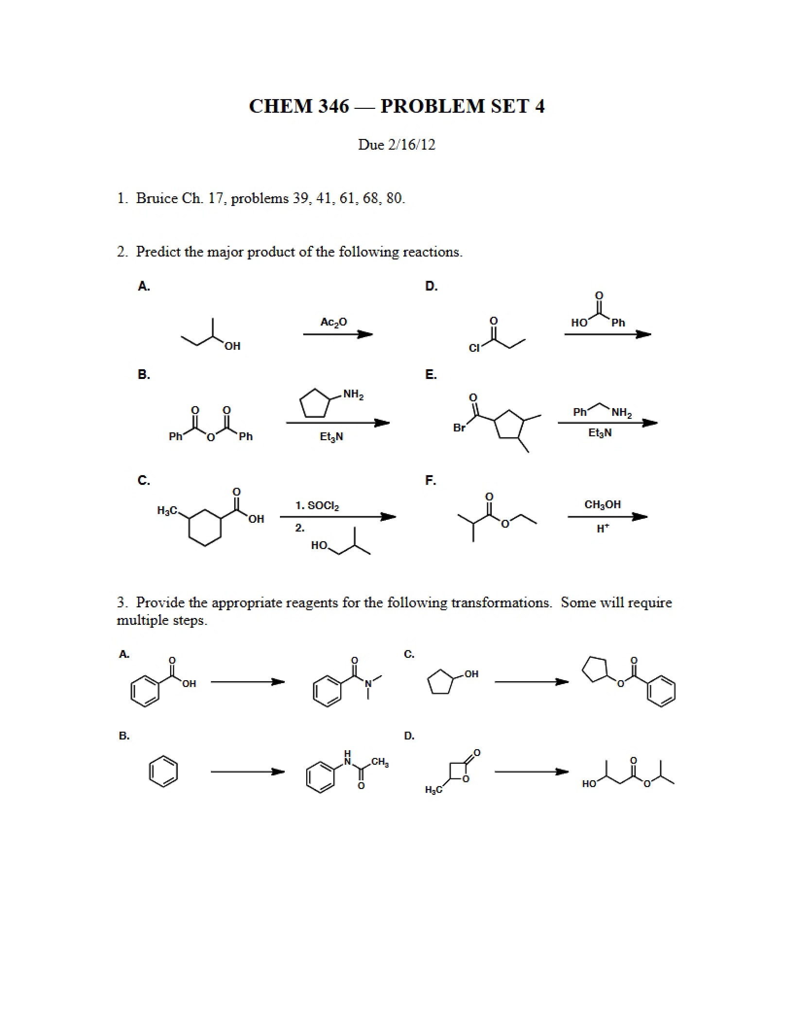 Fourth Problem Set