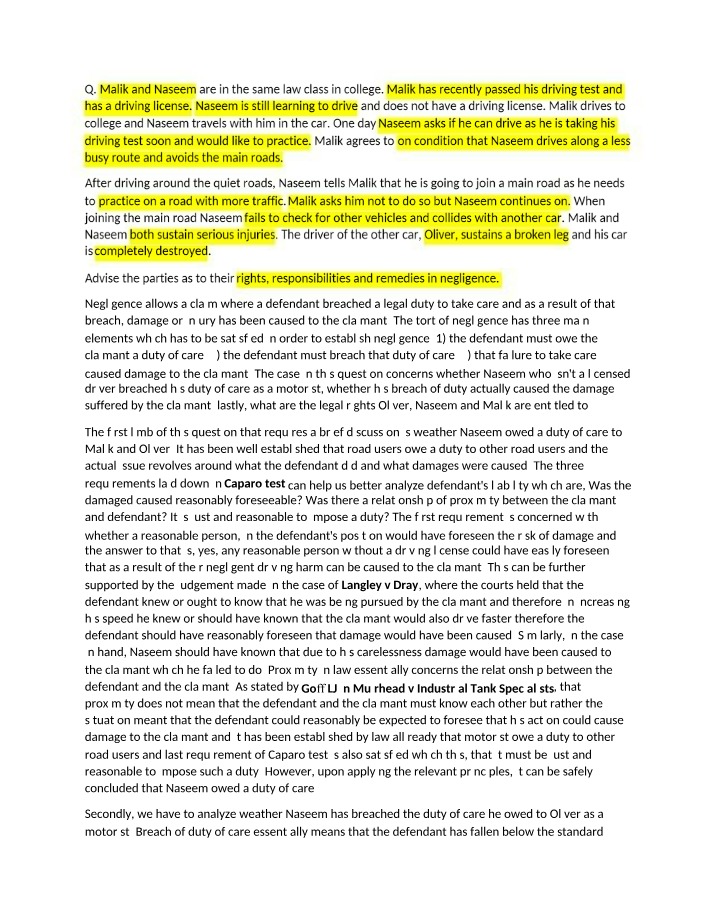 Negligence Law Notes