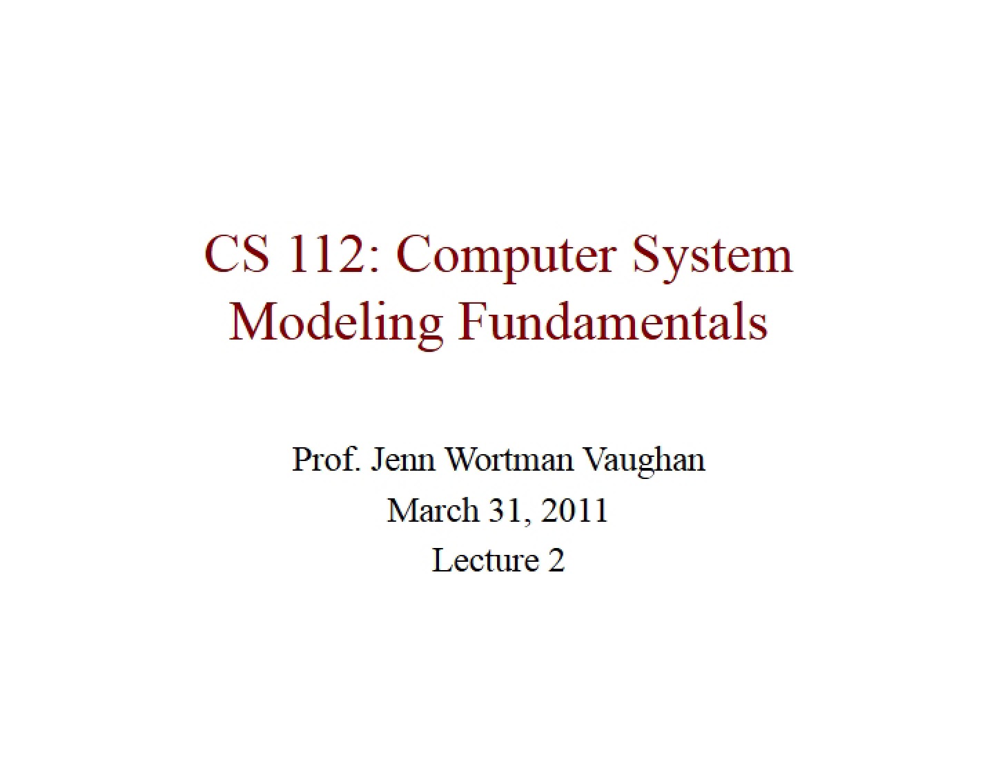 Lecture Two