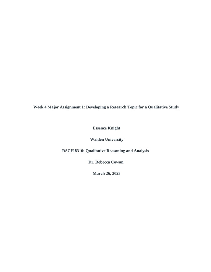 Research Topic Development for Qualitative Study