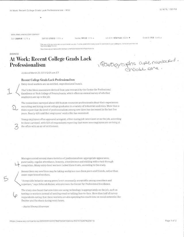 Article - Professionalism in Recent College Grads