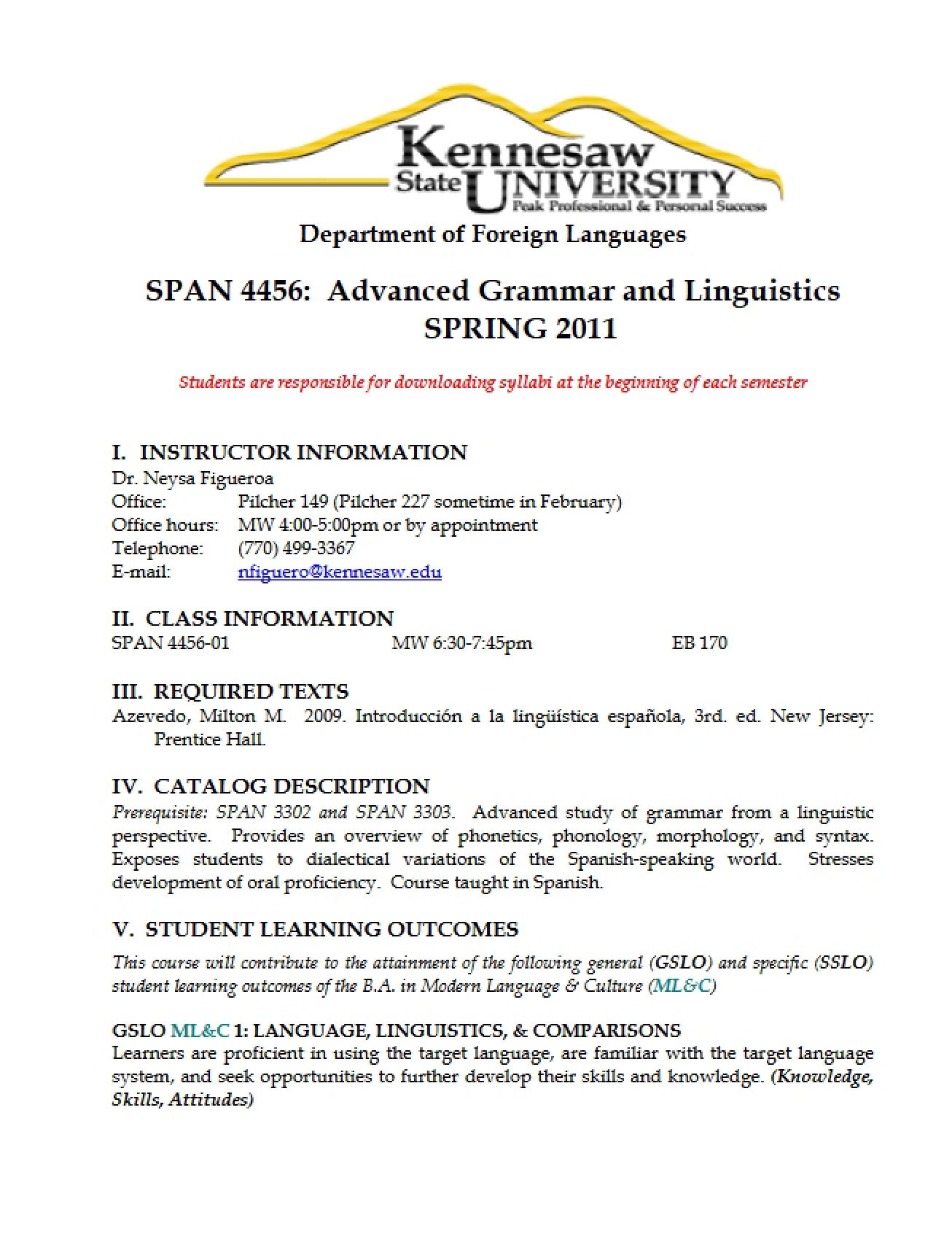 Course Information for Advanced Grammar